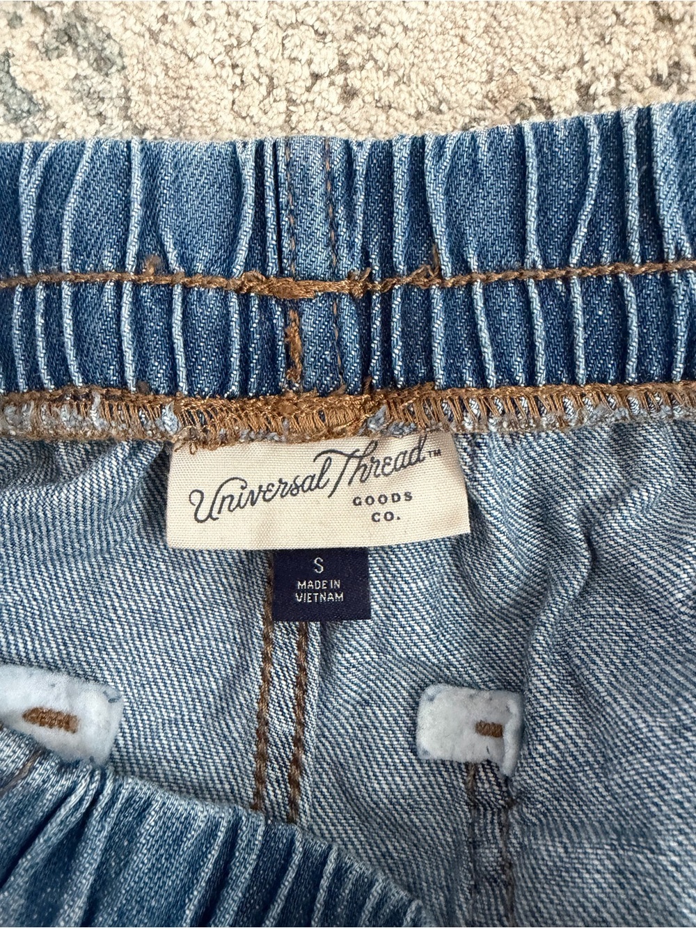 Universal Thread Blue Denim Drawstring Shorts with White Rope - Picture 3 of 3